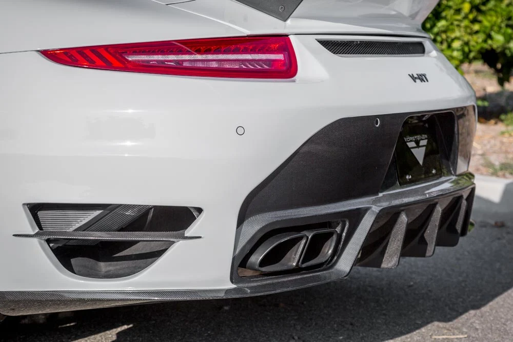 Vorsteiner Porsche 991 Turbo carbon V-RT Aero Rear Bumper with Integrated Diffuser - Image 4