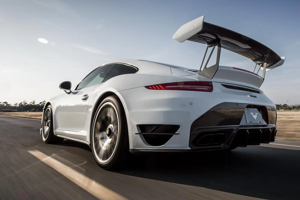 Vorsteiner Porsche 991 Turbo carbon V-RT Aero Rear Wing with Aluminum Uprights - Image 2